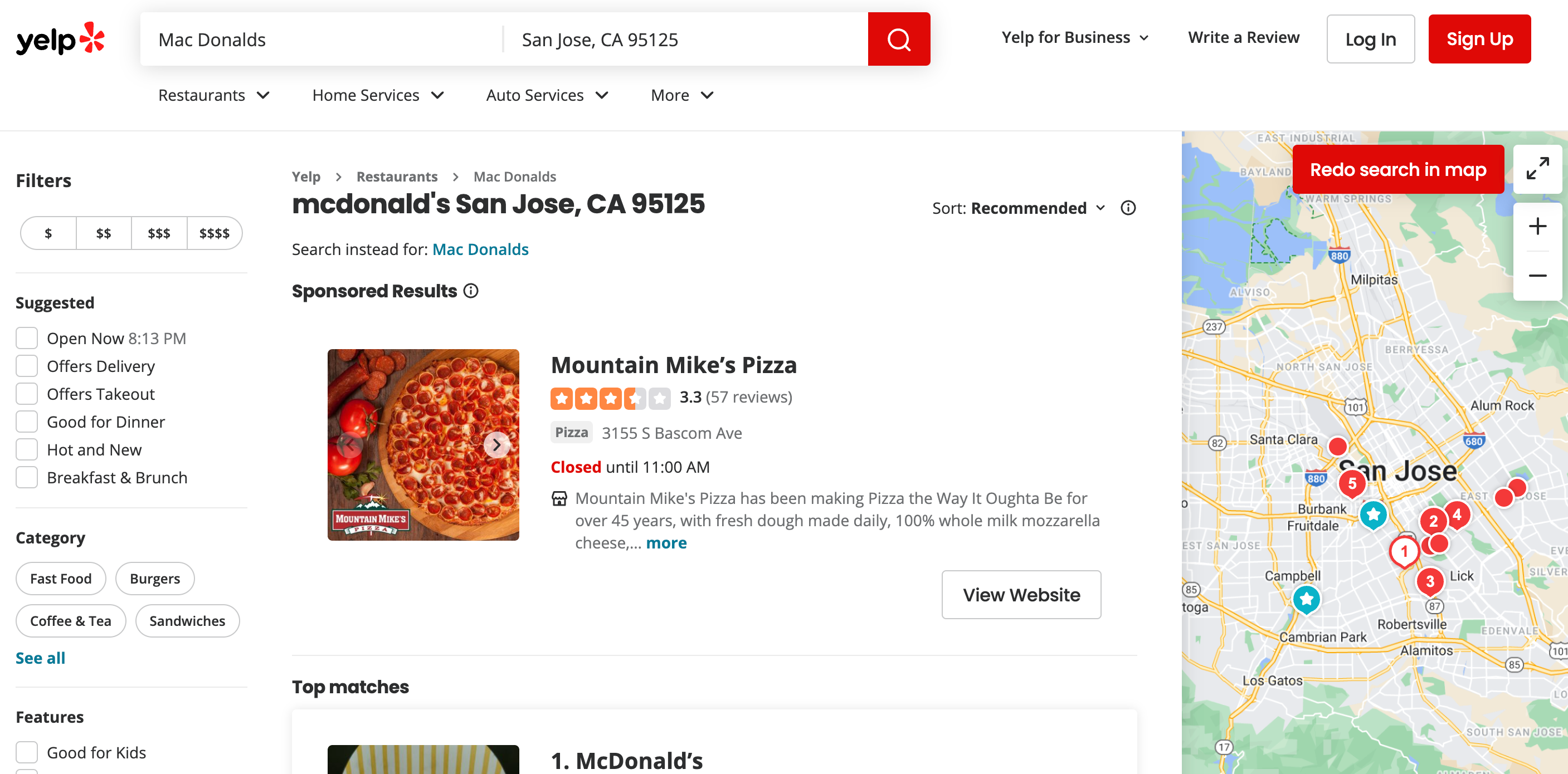 Search in Yelp